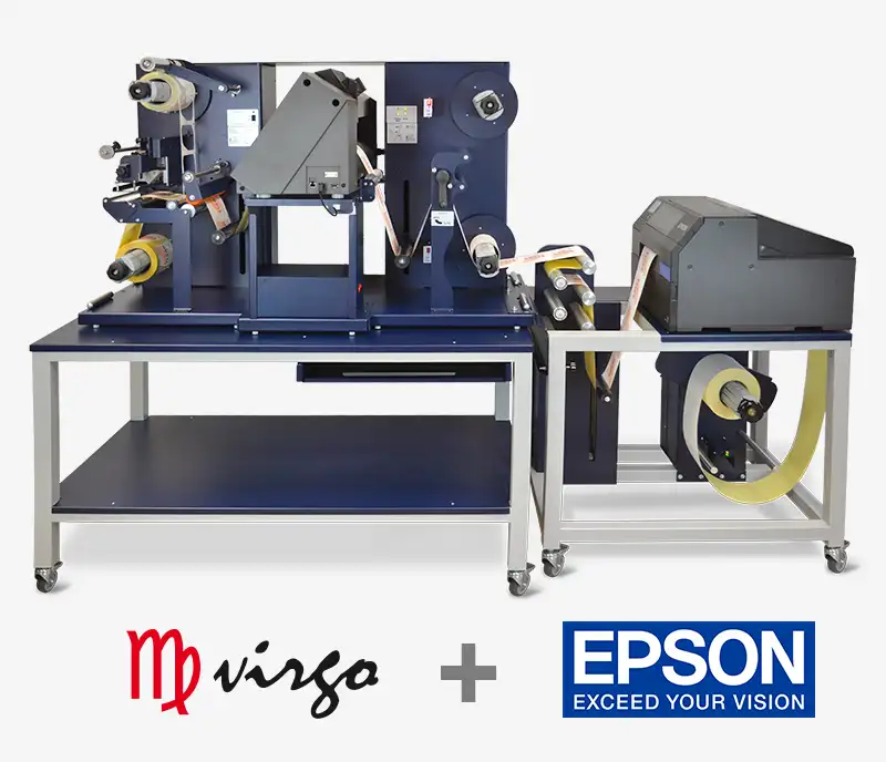 stampante Epson C6500A in linea con il finitore Virgo